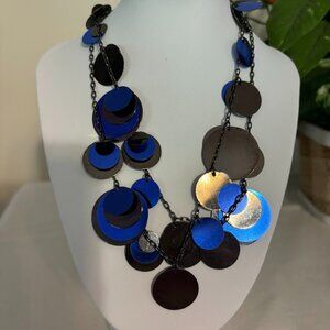 Beautiful and Unusual Blue and Silver Color Necklace (32")